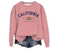 Sudaderas con estampado de Los Ángeles para mujer, cuello redondo, sudaderas de gran tamaño, cuello redondo, letra gótica, casual, gráfico, vintage, ropa fresca para otoño, gótica universitaria, rosa