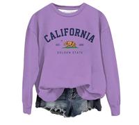 Sudaderas con estampado de Los Ángeles para mujer, cuello redondo, sudaderas de gran tamaño, cuello redondo, letra gótica, casual, gráfico, vintage, ropa fresca para otoño, gótica universitaria