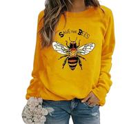 Sudaderas con Estampado en 3D para Mujer Bee Kind Camisetas de Manga Larga Cuello Redondo Estilo Casual otoño Apicultor Moda Streetwear