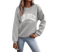 Sudaderas con estampado gráfico de Los Ángeles California para mujer, ajuste holgado, lindas camisetas de cuello redondo Y2K, suéteres casuales con hombros caídos, sudaderas lisas para otoño 2026