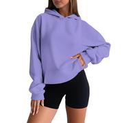 Sudaderas cortas con capucha para mujer, de forro polar, manga larga, sin botones, para otoño e invierno, con bolsillos, con cremallera de un cuarto, Pp2., L