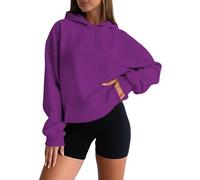 Sudaderas cortas con capucha para mujer, de forro polar, manga larga, sin botones, para otoño e invierno, con bolsillos, con cremallera de un cuarto, PP1., M