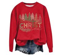 Sudaderas Cremallera Mujer,Sudadera navideña Familiar,Women's Christmas Sweatshirt For Happy Christmas Tree Graphics Long Sleeve Christmas Holiday Jumper Hoodie (Red, XXL)