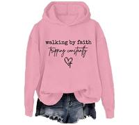 Sudaderas cristianas para mujer Walking By Faith Tripping Constantly, camiseta de manga larga, Rosa-H, XXL