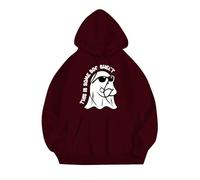 Sudaderas de algodón de gran tamaño para mujer, para invierno, Halloween, camisetas de moda 2025, sudadera con capucha para Halloween para mujer, Vino, 5XL
