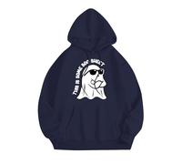 Sudaderas de algodón de gran tamaño para mujer, para invierno, Halloween, camisetas de moda 2025, sudadera con capucha para Halloween para mujer, azul marino, L