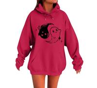 Sudaderas de algodón de gran tamaño para mujer, sudaderas de invierno de 2025, camisetas de moda para otoño, rosso, XL