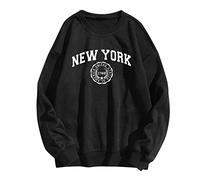 Sudaderas de California para mujer, diseño de anime universitario, cuello redondo, estampado gráfico de letras de Los Ángeles, California, dibujos animados, color liso, manga larga, ajuste holgado de