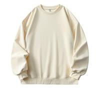 Sudaderas de color liso occidental para hombre, cuello redondo, ropa casual de campo, sudaderas de cuello redondo 2025, gráficos de dibujos animados, vintage, delgadas, cómodas con diseños, beige, M