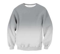 Sudaderas de cuello redondo degradado, sencillas, de manga larga, cálidas, holgadas, modernas, elásticas, deportivas, clásicas, para trabajo, cómodas y suaves, gris, L