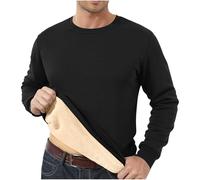 Sudaderas de cuello redondo para hombre, ropa interior térmica gruesa, elástica, ligera, color sólido, camiseta de cuello redondo, ropa cómoda, casual, ropa de descanso, Negro, 5XL