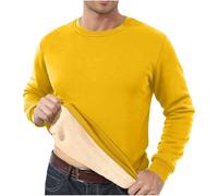 Sudaderas de cuello redondo para hombre, ropa interior térmica gruesa, elástica, ligera, color sólido, camiseta de cuello redondo, ropa cómoda, casual, ropa de descanso, amarillo, L