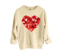 Sudaderas de cuello redondo para mujer, a la moda, casual, divertida, con diseño de cabeza de Papá Noel, cuello redondo, sin capucha, beige, S