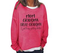 Sudaderas de cuello redondo para mujer, con texto en inglés "MOM GREAT I Just Keep Getting Printing", de manga larga, con capucha y cuello redondo para mujer, rosso, S