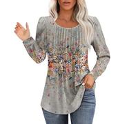 Sudaderas de cuello redondo para mujer, estilo azteca, étnico, otoño, manga larga, casual, estilo occidental, estampado vintage, trajes hippies, 1A-gris, M