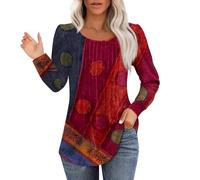 Sudaderas de cuello redondo para mujer, estilo azteca, étnico, otoño, manga larga, casual, estilo occidental, estampado vintage, trajes hippies, 1D-vino, M