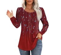 Sudaderas de cuello redondo para mujer, estilo azteca, étnico, otoño, manga larga, casual, estilo occidental, estampado vintage, trajes hippies, 1C-rojo, M