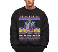 Sudaderas de cuello redondo, sudadera de película de Navidad para hombre, acogedora, para vacaciones, para invierno, casual, manga larga, mezcla suave, sudadera negra con capucha elástica, A-negro, M