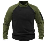 Sudaderas de forro polar sin capucha para hombre, sudaderas con cremallera, sudaderas tácticas militares resistentes al viento, sudaderas de combate con bolsillo con cremallera, cuello alto, sudaderas