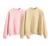 Sudaderas de gran tamaño para mujer, 2 piezas, cuello redondo, manga larga, colores lisos, sin capucha, ajuste holgado, casual, moda, otoño, uso diario, calle, bonitos regalos, 36892.00041666667, M