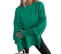 Sudaderas de gran tamaño para mujer, con capucha de manga larga con agujero para el pulgar, para otoño, con abertura lateral, a la moda, trajes de reina del año 2025 (verde, XXL)
