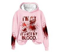 Sudaderas de gran tamaño para mujer con texto en inglés "I'M Ok It's Not My Blood", humor sarcástico de Halloween, sudadera con capucha, sudadera con capucha, camiseta estampada suave, conjunto de