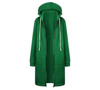 Sudaderas de gran tamaño para mujer, de forro polar, con cremallera, sudadera larga tipo túnica de manga larga, Pasto Verde, XXL