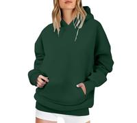Sudaderas de gran tamaño para mujer, de forro polar, manga larga, sin botones, ropa de otoño con bolsillo, sudadera de talla grande, Verde tirando a negro, 5XL