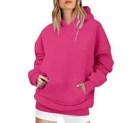 Sudaderas de gran tamaño para mujer, de forro polar, manga larga, sin botones, ropa de otoño con bolsillo, sudadera larga con cremallera para mujer, hot pink, XXL