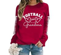 Sudaderas de gran tamaño para mujer de manga larga cuello redondo estampado de letras sudadera ligera suelta blusa mis pedidos, rojo, XXL