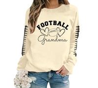 Sudaderas de gran tamaño para mujer de manga larga cuello redondo estampado de letras sudadera ligera suelta blusa mis pedidos, beige, XXL