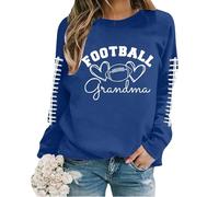 Sudaderas de gran tamaño para mujer de manga larga cuello redondo estampado de letras sudadera ligera suelta blusa mis pedidos, azul, XXL