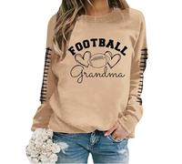 Sudaderas de gran tamaño para mujer de manga larga cuello redondo estampado de letras sudadera ligera suelta blusa mis pedidos, caqui, XXL