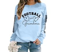 Sudaderas de gran tamaño para mujer de manga larga cuello redondo estampado de letras sudadera ligera suelta blusa mis pedidos, azul celeste, XXL