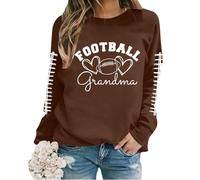 Sudaderas de gran tamaño para mujer de manga larga cuello redondo estampado de letras sudadera ligera suelta blusa mis pedidos, café, XXL