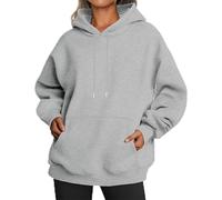 Sudaderas de gran tamaño para mujer, lindas sudaderas de forro polar con capucha, suéteres casuales y cómodos, Gris Claro, 5XL