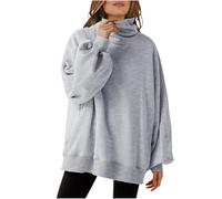 Sudaderas de gran tamaño para mujer, suéteres cálidos de cuello vuelto, color sólido, manga larga, suéter de punto de cuello alto, ropa de invierno y otoño, suéteres de tortuga para mujer, gris, M