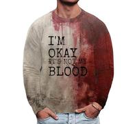 Sudaderas de Halloween para hombre con estampado de salpicaduras sangrientas en 3D, sin botones, de manga larga, disfraz de día festivo para adultos, I'm Okay It's Not My Blood, XX-Large