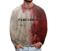 Sudaderas de Halloween para hombre con estampado de salpicaduras sangrientas en 3D, sin botones, de manga larga, disfraz de día festivo para adultos, Es solo un arañazo, 3XL