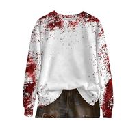 Sudaderas de Halloween para mujer, con estampado sangriento, de gran tamaño, casuales, holgadas, camisa de manga larga manchada de sangre, disfraz de Halloween, suéter de moda de otoño, rosso, 3XL