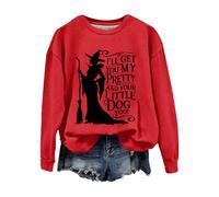 Sudaderas de Halloween para mujer con texto en inglés "I'll Get You My And Your Little Dog Too" - Sudadera casual para fiestas, festivales, bodas al aire libre, rosso, M