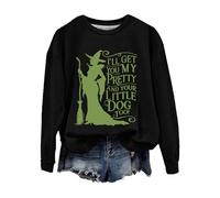 Sudaderas de Halloween para mujer con texto en inglés "I'll Get You My And Your Little Dog Too" - Sudadera casual para fiestas, festivales, bodas al aire libre, Negro, M