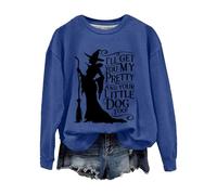 Sudaderas de Halloween para mujer con texto en inglés "I'll Get You My And Your Little Dog Too" - Sudadera casual para fiestas, festivales, bodas al aire libre, azul, M