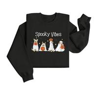 Sudaderas de Halloween para mujer, de manga larga, disfraz de Halloween, gráfico Y2K, linternas de Halloween, hacen que sea espeluznante, Halloween, calabaza, bruja, hueso, esqueleto, liso, Negro, S