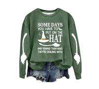 Sudaderas de Halloween para mujer, divertidas, de Good Witch Most Of The Time, manga larga, cuello redondo, con gráfico de Halloween, para otoño, Z01-verde, S