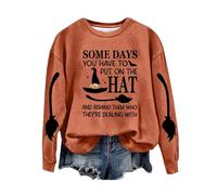 Sudaderas de Halloween para mujer, divertidas, de Good Witch Most Of The Time, manga larga, cuello redondo, con gráfico de Halloween, para otoño, Z01-naranja, S