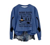 Sudaderas de Halloween para mujer, divertidas, de Good Witch Most Of The Time, manga larga, cuello redondo, con gráfico de Halloween, para otoño, Z01-azul, XL
