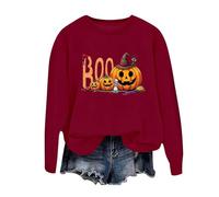 Sudaderas de Halloween para mujer, holgadas, de forro polar, con estampado de murciélago, de gran tamaño, de monstruos que viajan, color liso, para invierno, ropa de calle para adolescentes, rosso, M