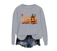 Sudaderas de Halloween para mujer, holgadas, de forro polar, con estampado de murciélago, de gran tamaño, de monstruos que viajan, color liso, para invierno, ropa de calle para adolescentes, Grey2, M