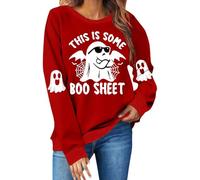 Sudaderas de Halloween para mujer, linda sudadera con cuello redondo estampado "This Is Some", camiseta de Halloween 2025, rosso, L